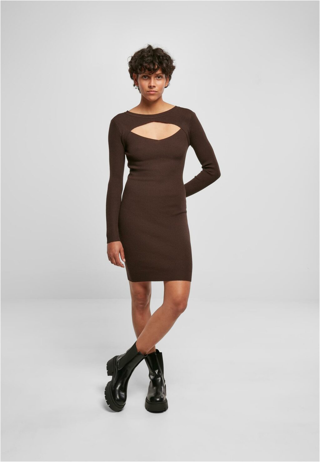 Urban Classics Ladies Cut Out Dress brown TB1742