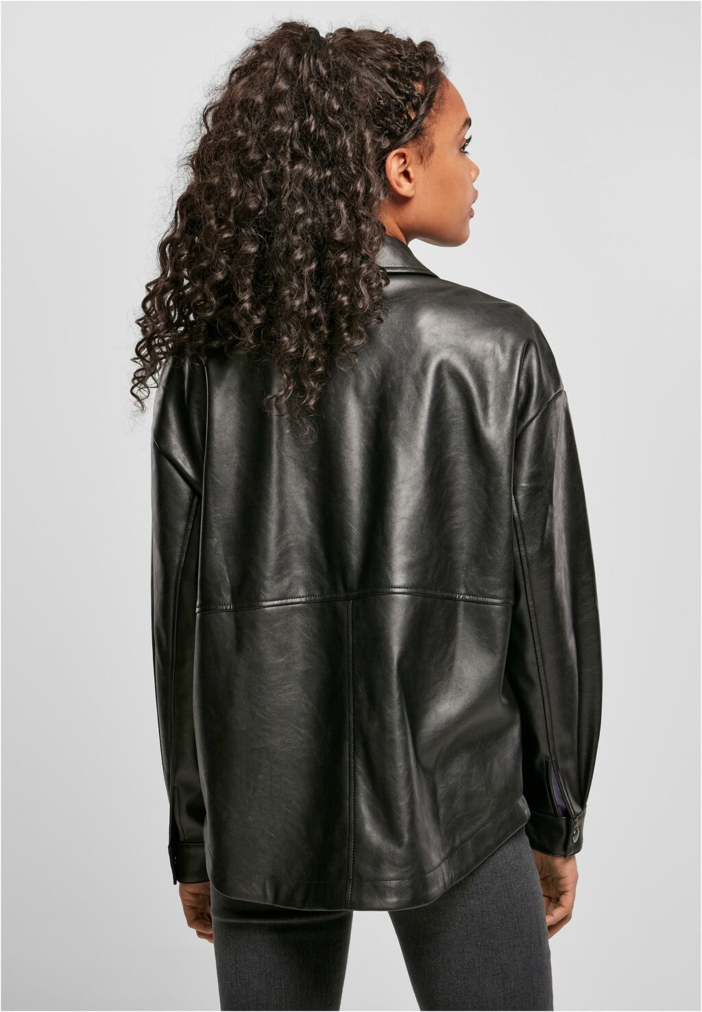 Urban Classics Ladies Faux Leather Overshirt black TB4514