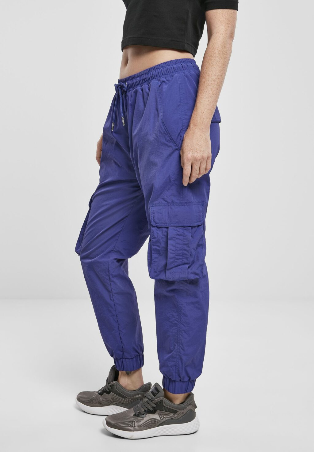 Urban Classics Ladies High Waist Crinkle Nylon Cargo Pants bluepurple TB3636