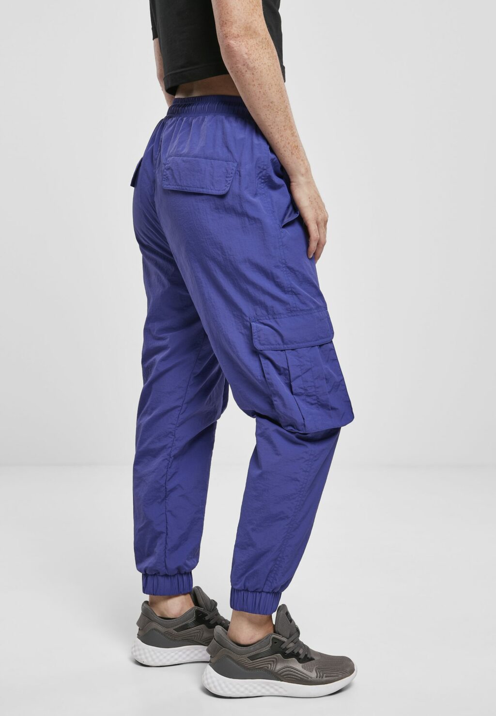 Urban Classics Ladies High Waist Crinkle Nylon Cargo Pants bluepurple TB3636