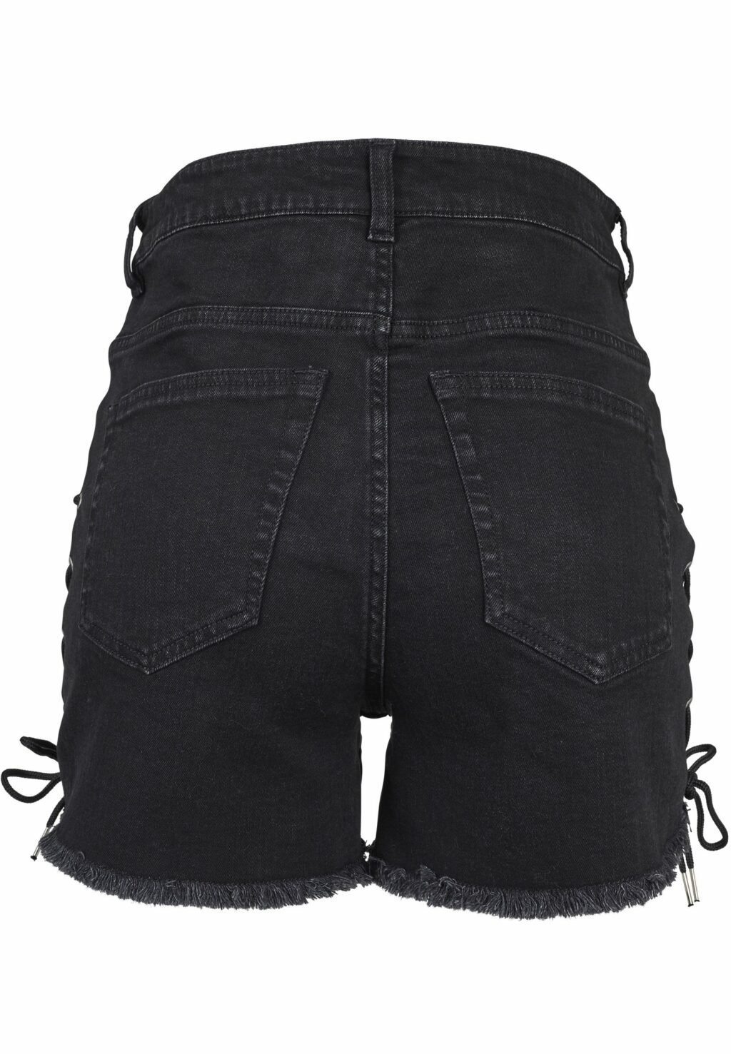 Urban Classics Ladies Highwaist Denim Lace Up Shorts black washed TB2001