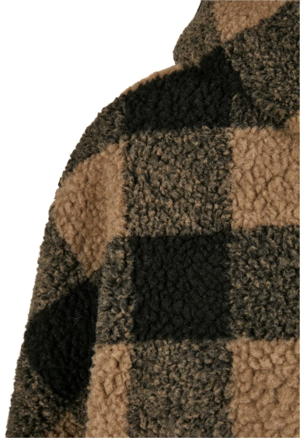 Urban Classics Ladies Hooded Oversized Check Sherpa Jacket softtaupe/black TB3056