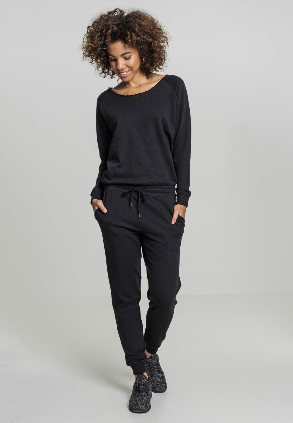 Urban Classics Ladies Long Sleeve Terry Jumpsuit black TB1841