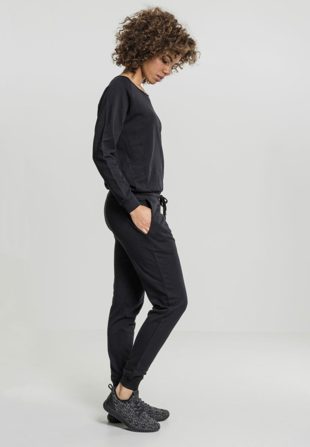 Urban Classics Ladies Long Sleeve Terry Jumpsuit black TB1841