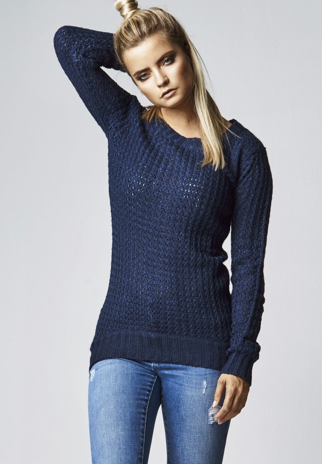 Urban Classics Ladies Long Wideneck Sweater navy TB739