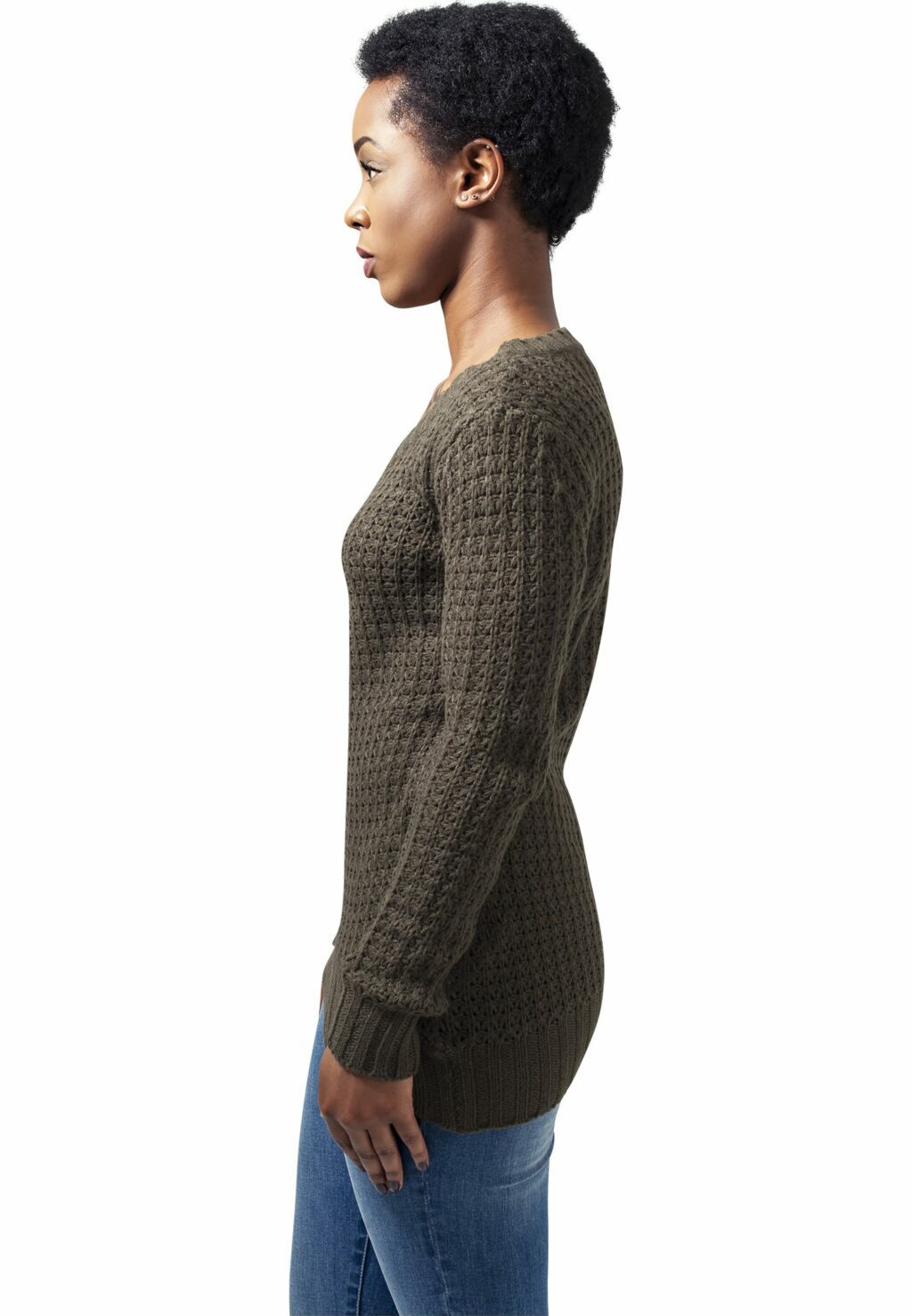 Urban Classics Ladies Long Wideneck Sweater olive TB739