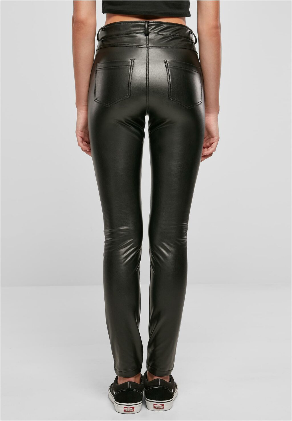Urban Classics Ladies Mid Waist Synthetic Leather Pants black TB5455