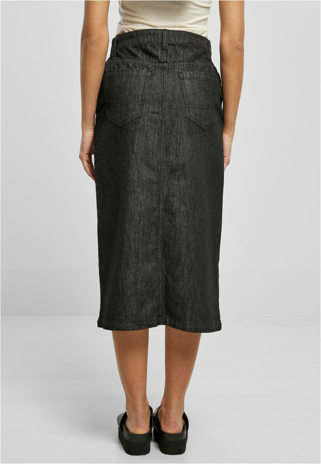 Urban Classics Ladies Midi Denim Skirt black washed TB6018
