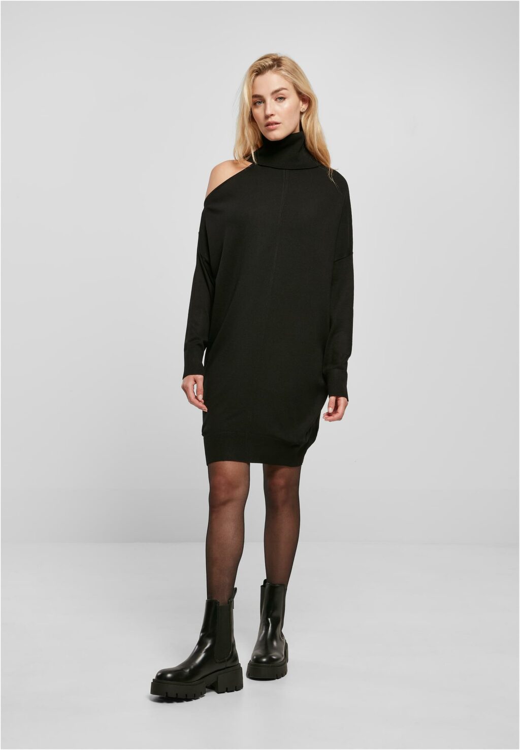 Urban Classics Ladies One Shoulder Knit Dress black TB5447