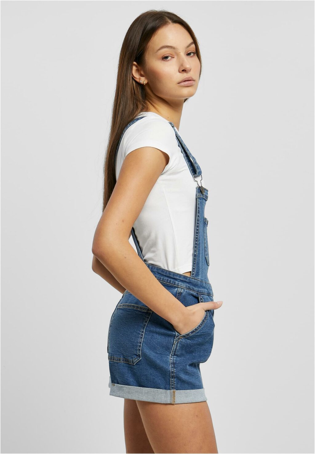 Urban Classics Ladies Organic Short Dungaree clearblue washed TB5990