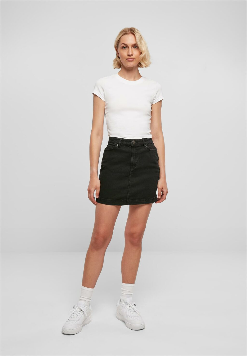 Urban Classics Ladies Organic Stretch Denim Mini Skirt black washed TB4799