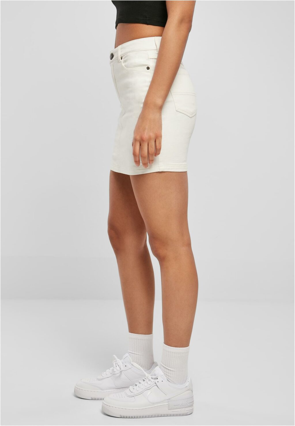 Urban Classics Ladies Organic Stretch Denim Mini Skirt offwhite raw TB4799