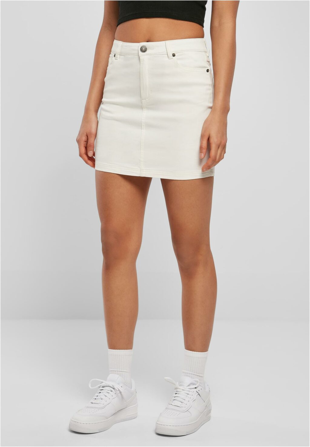 Urban Classics Ladies Organic Stretch Denim Mini Skirt offwhite raw TB4799