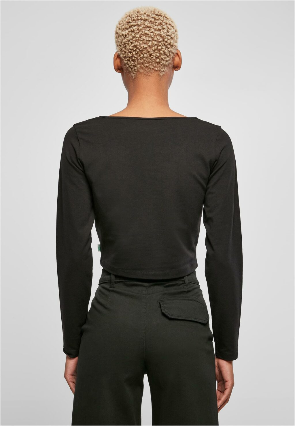 Urban Classics Ladies Organic Wide Neck Cropped Longsleeve black TB5477