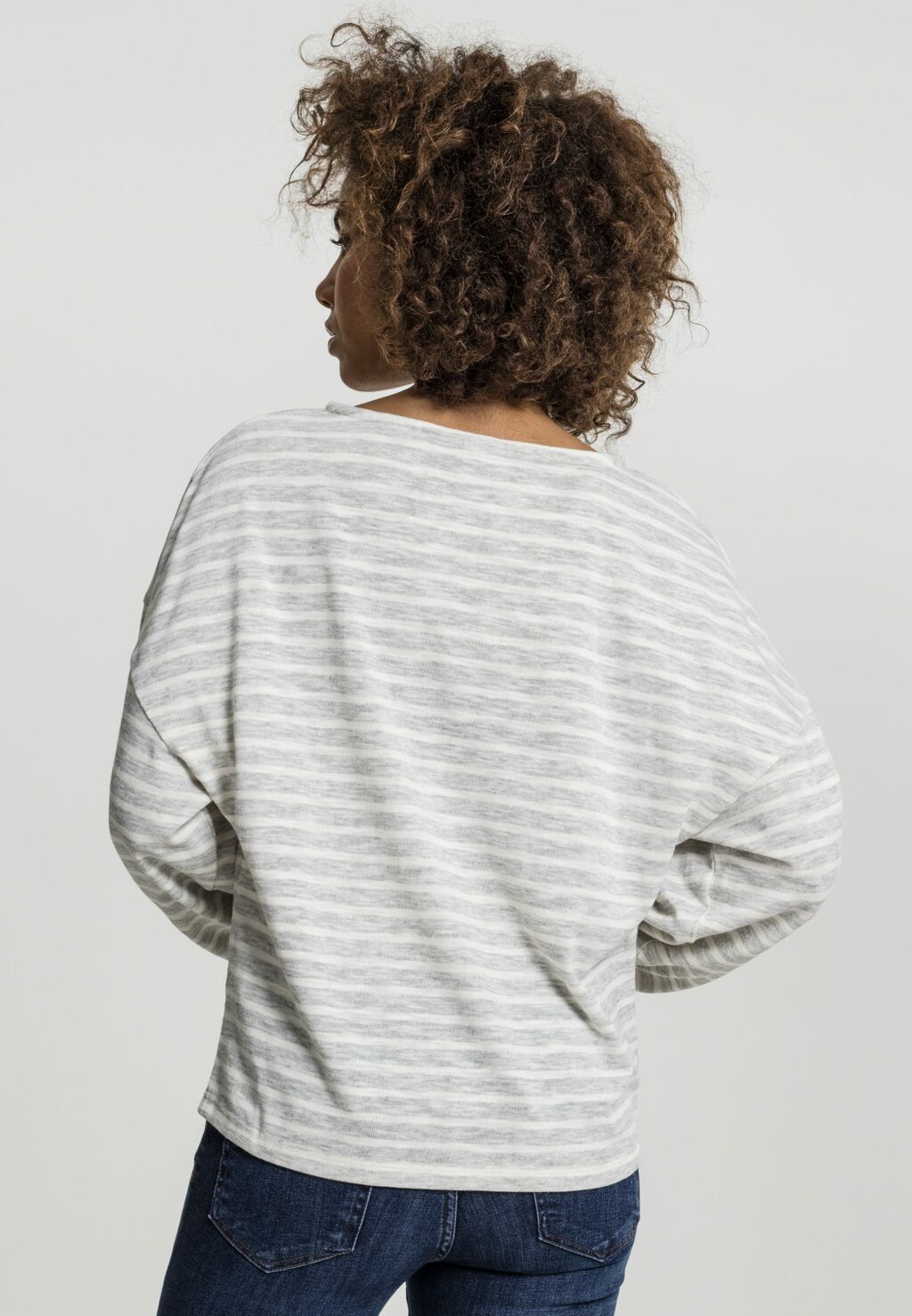 Urban Classics Ladies Oversize Stripe Pullover grey/white TB1837