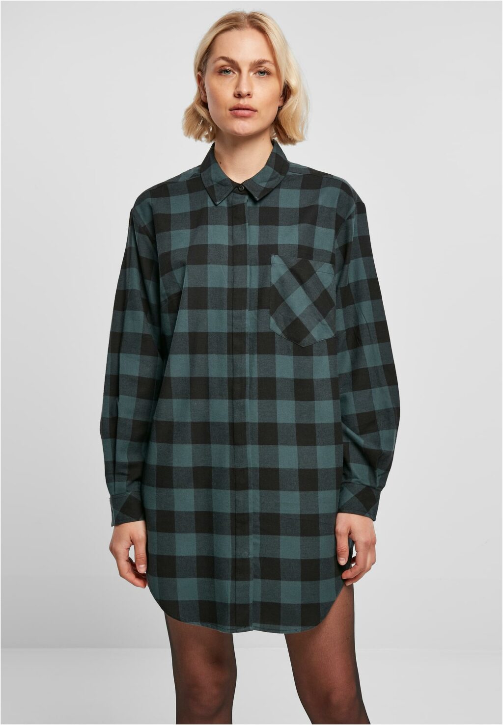 Urban Classics Ladies Oversized Check Flannel Shirt Dress jasper/black TB5087