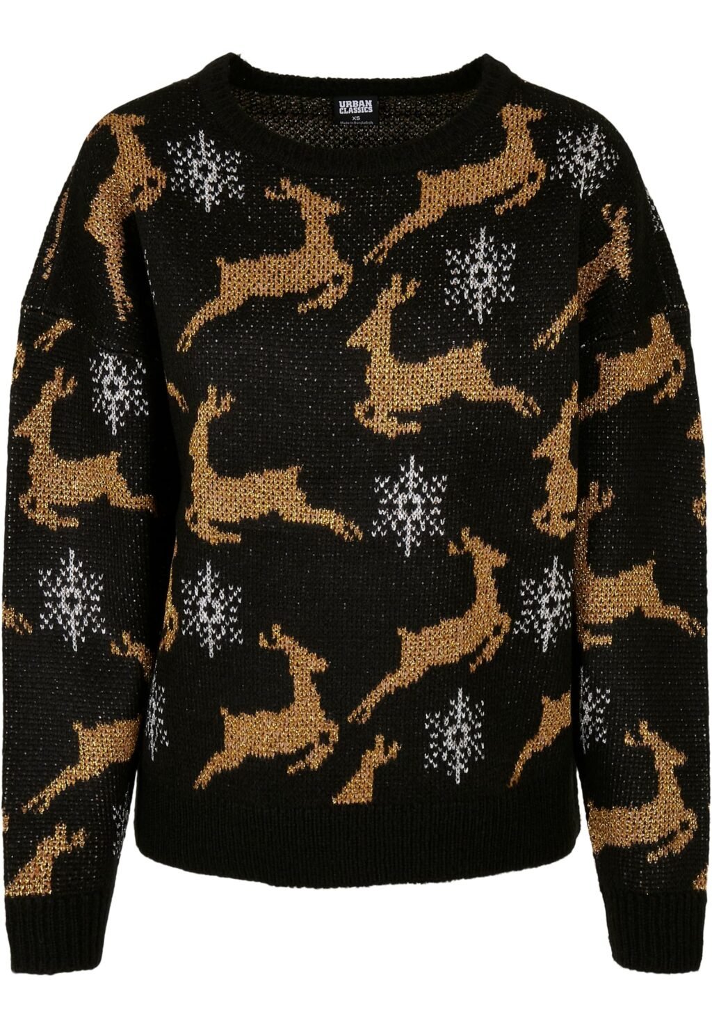 Urban Classics Ladies Oversized Christmas Sweater black/gold TB4559
