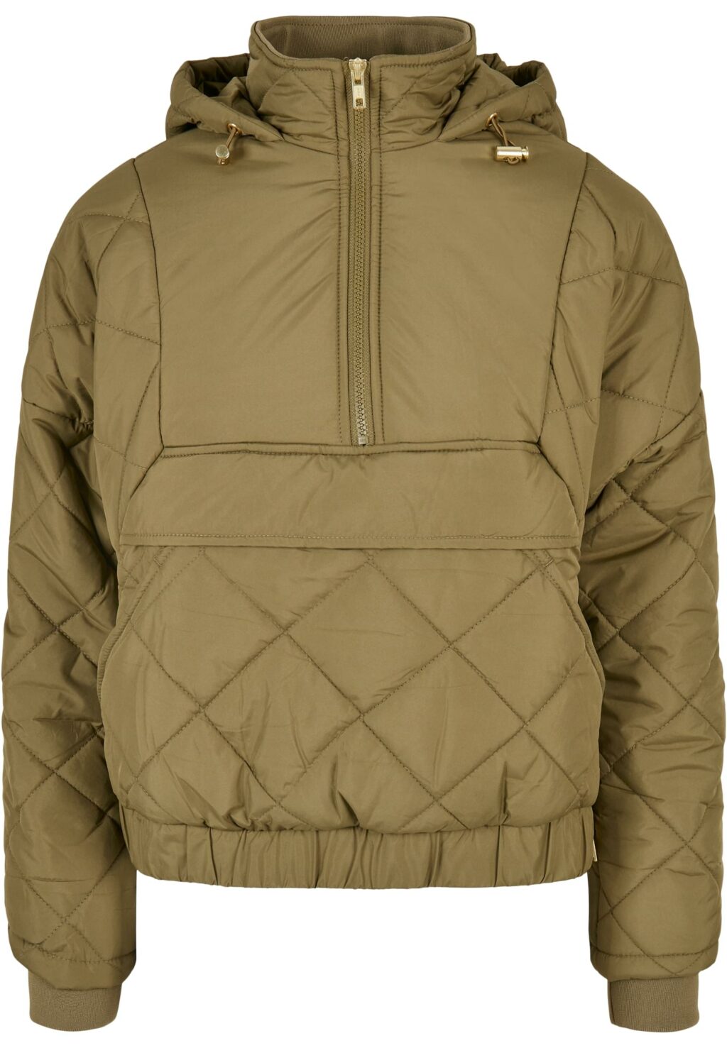 Urban Classics Ladies Oversized Diamond Quilted Pull Over Jacket tiniolive TB4555