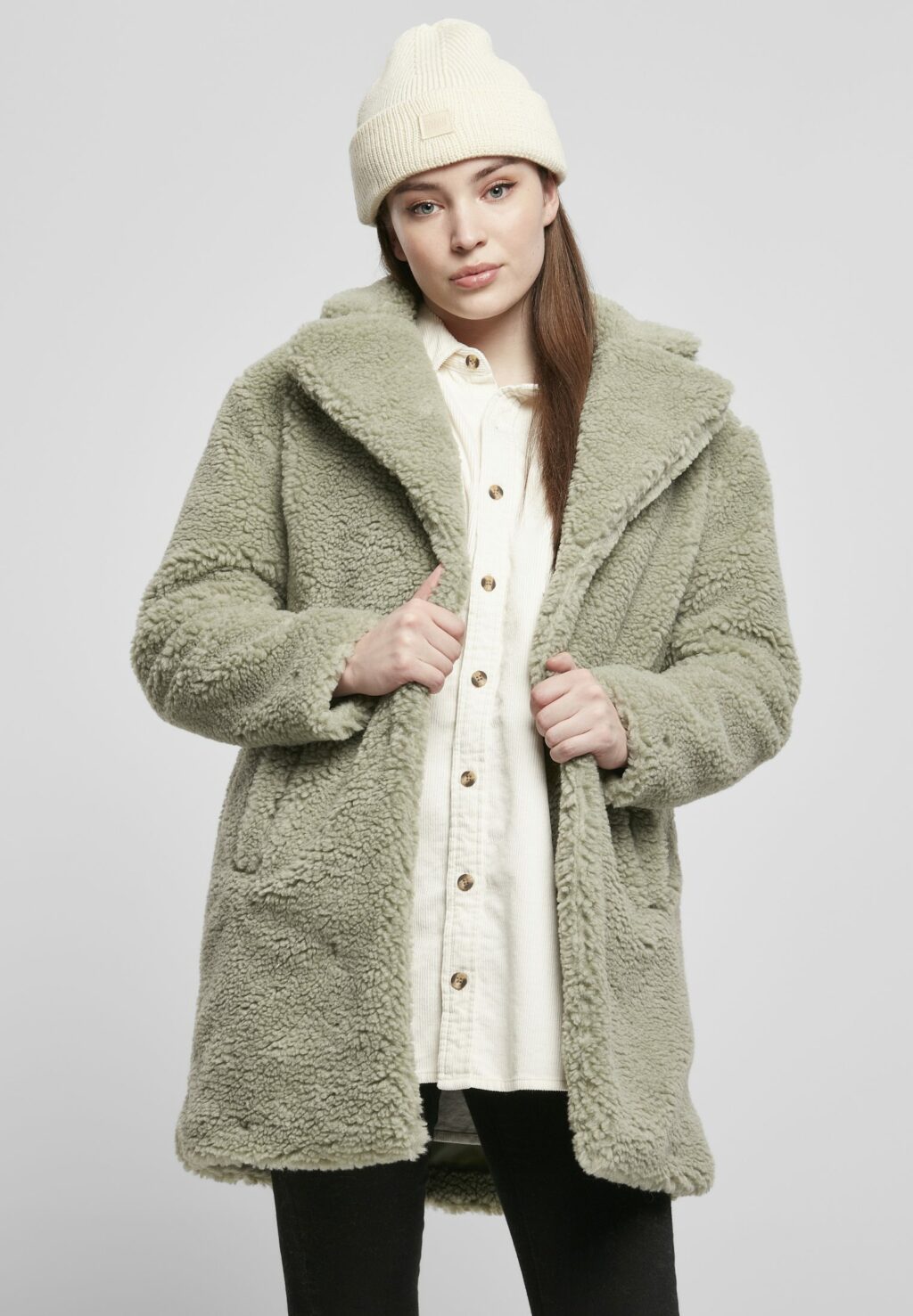 Urban Classics Ladies Oversized Sherpa Coat softsalvia TB3058
