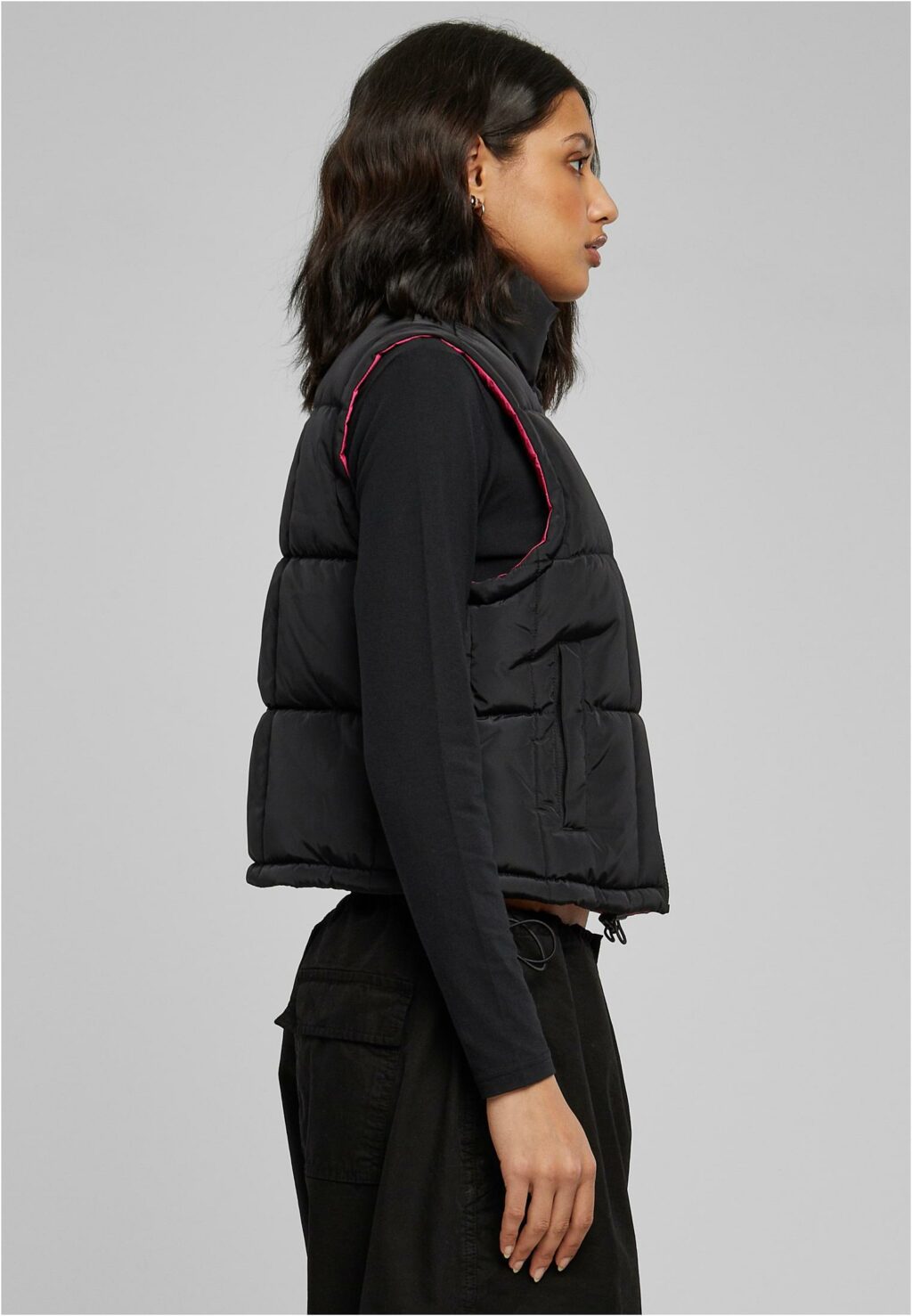 Urban Classics Ladies Reversible Cropped Puffer Vest black/fuchsia TB6069