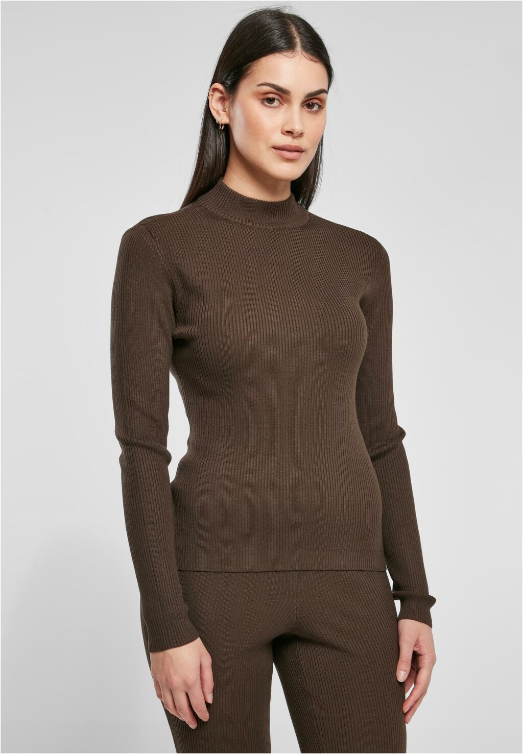 Urban Classics Ladies Rib Knit Turtelneck Sweater brown TB4739