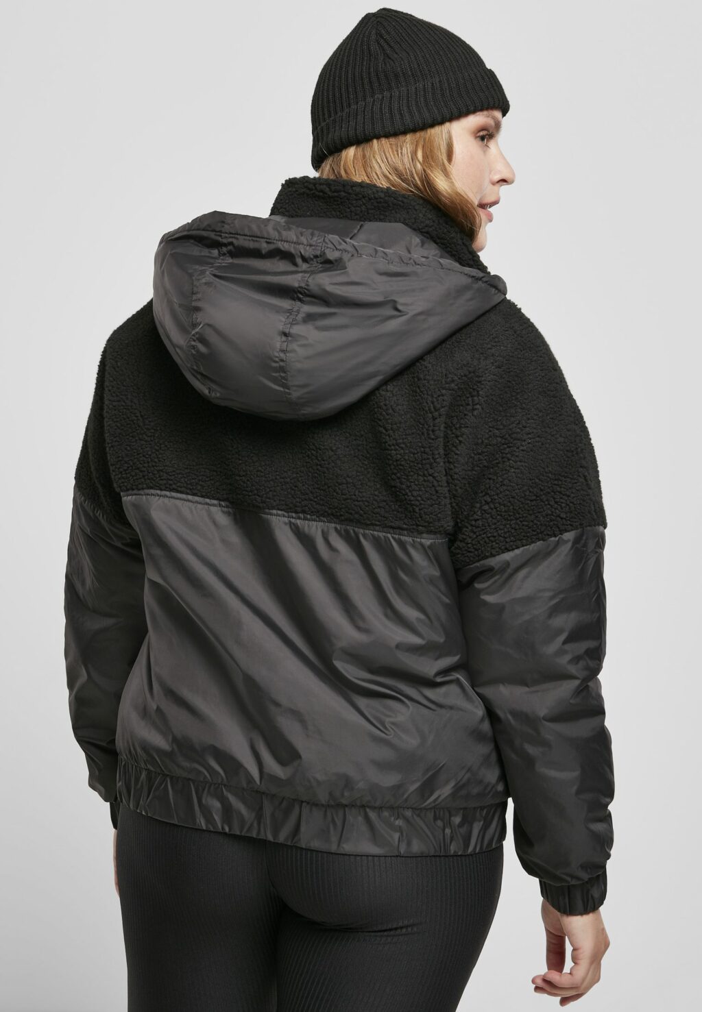 Urban Classics Ladies Sherpa Mix Pull Over Jacket black/black TB3990