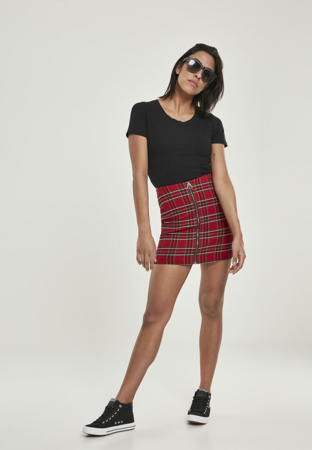 Urban Classics Ladies Short Checker Skirt red/blk TB2845