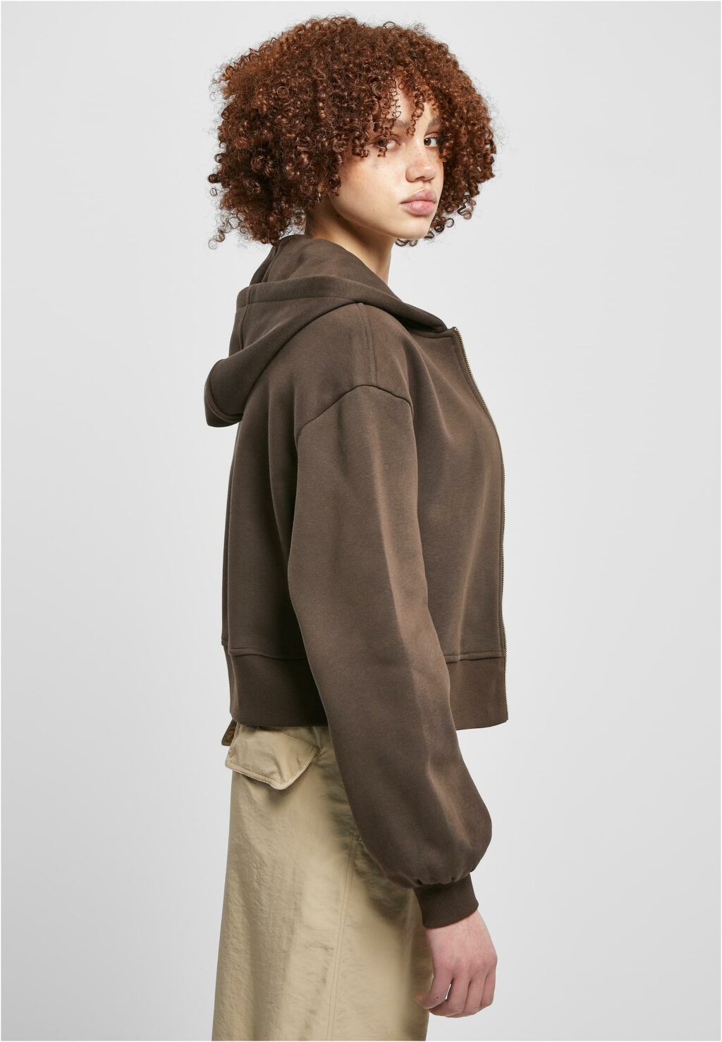 Urban Classics Ladies Short Oversized Zip Jacket brown TB4766