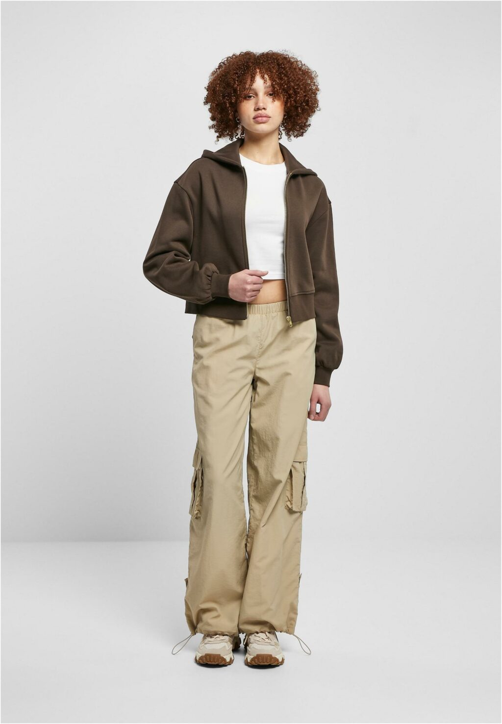 Urban Classics Ladies Short Oversized Zip Jacket brown TB4766