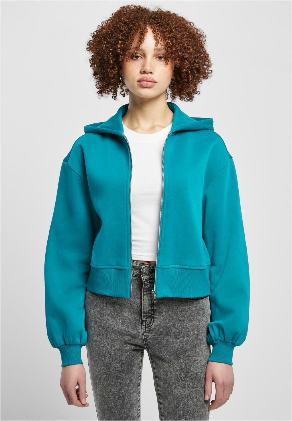 Urban Classics Ladies Short Oversized Zip Jacket watergreen TB4766