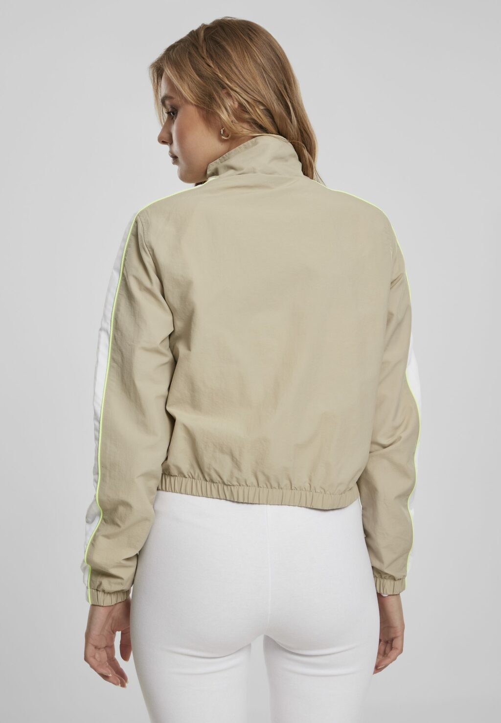 Urban Classics Ladies Short Piped Track Jacket concrete/electriclime TB3414