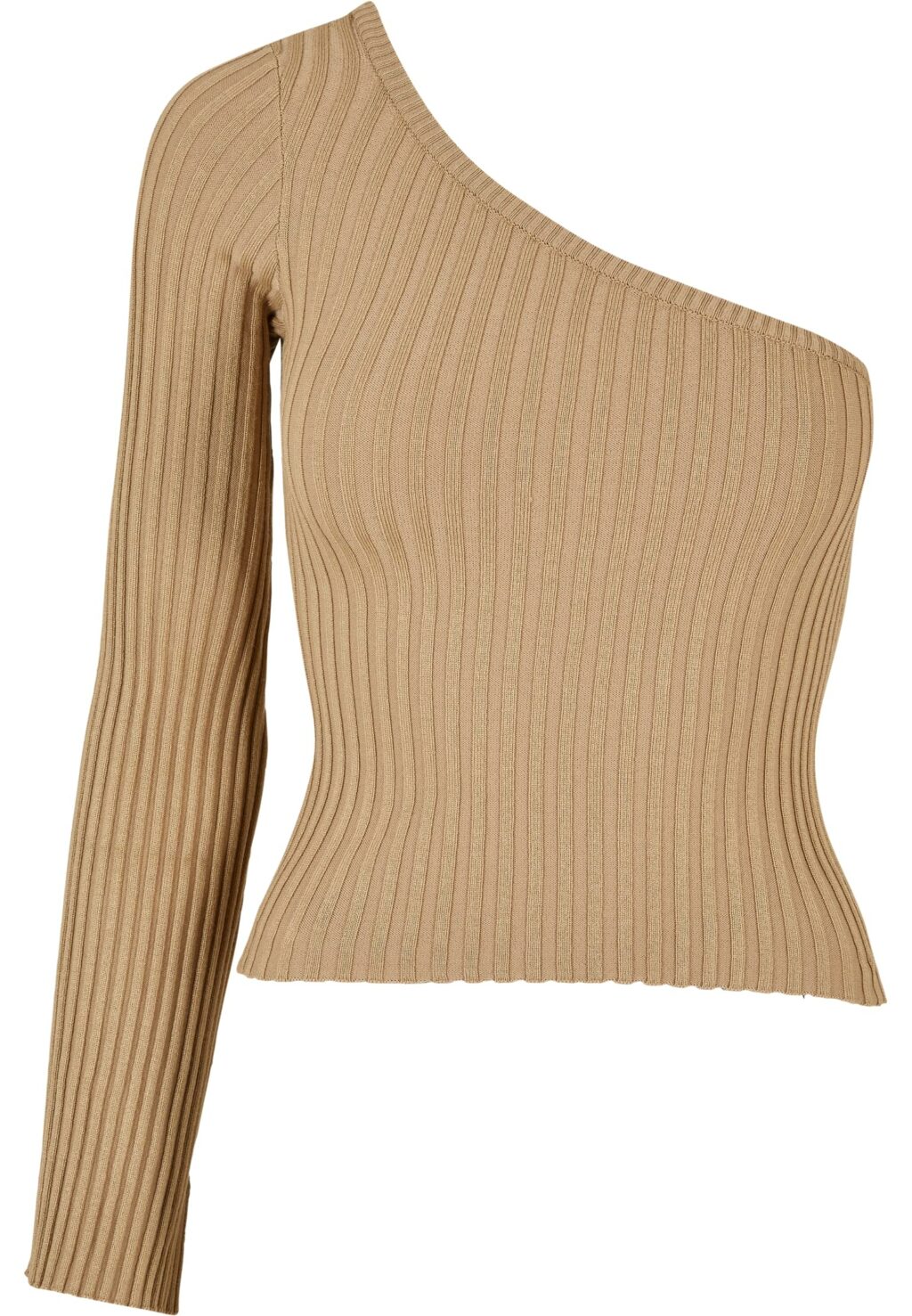 Urban Classics Ladies Short Rib Knit One Sleeve Sweater unionbeige TB5441