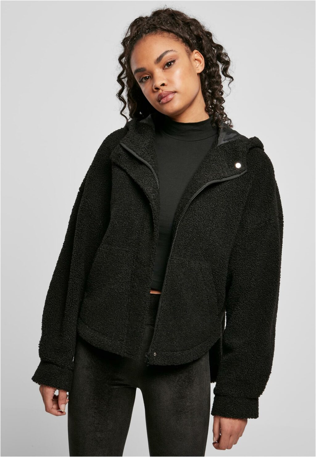 Urban Classics Ladies Short Sherpa Jacket black TB4545