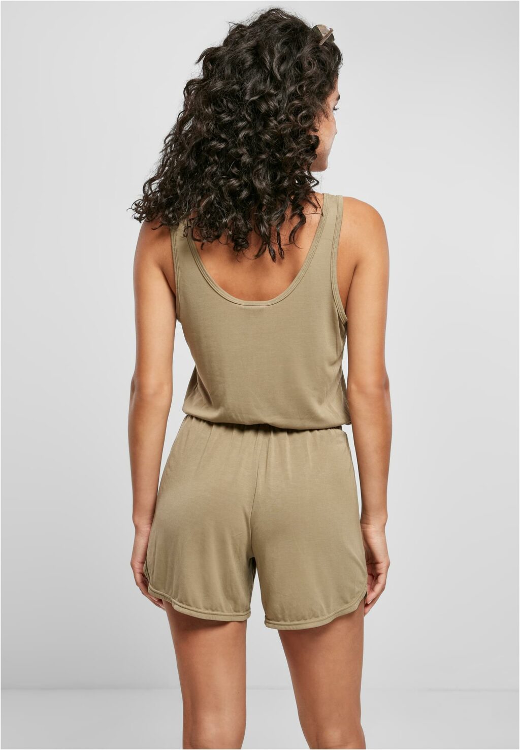 Urban Classics Ladies Short Sleeveless Modal Jumpsuit khaki TB4358