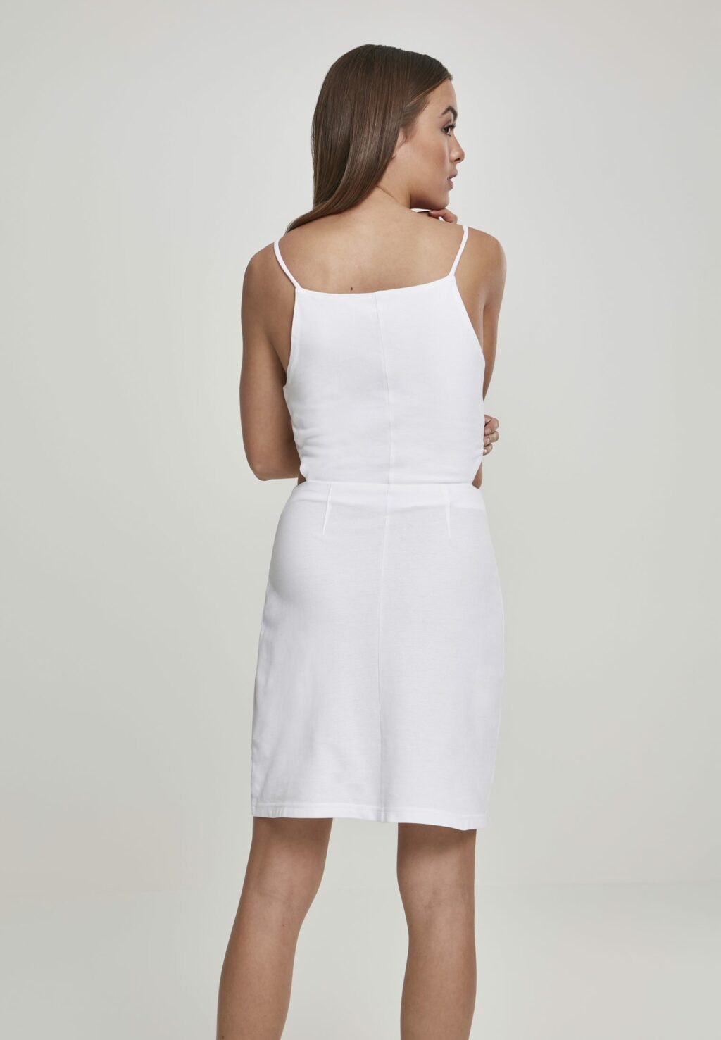 Urban Classics Ladies Short Spaghetti Pique Dress white TB2614