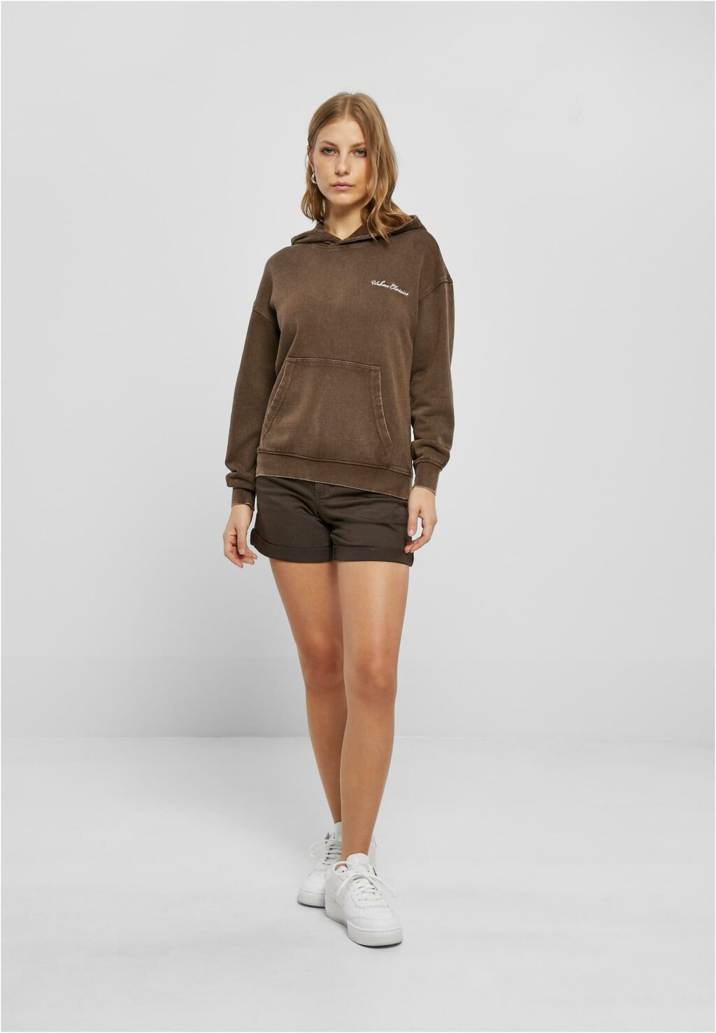 Urban Classics Ladies Small Embroidery Terry Hoody brown TB5460