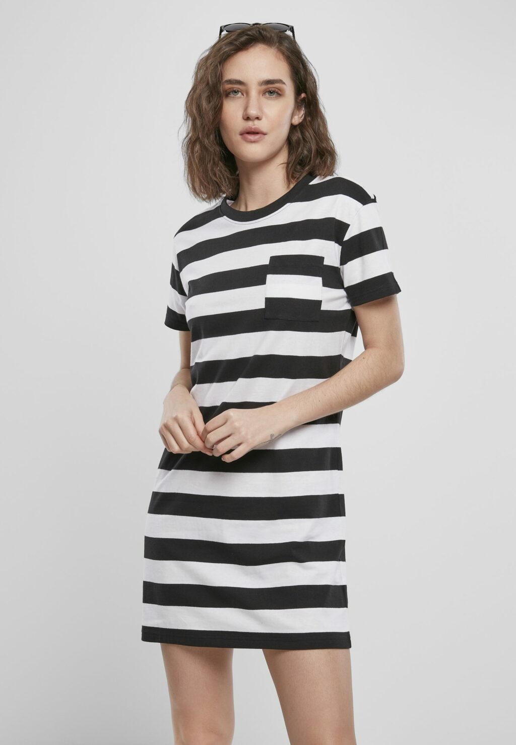 Urban Classics Ladies Stripe Boxy Tee Dress black/white TB3637