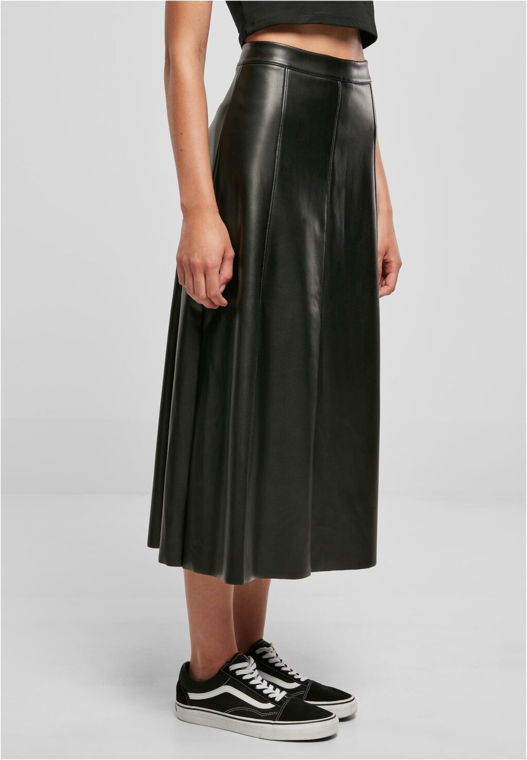 Urban Classics Ladies Synthetic Leather Midi Skirt black TB5486