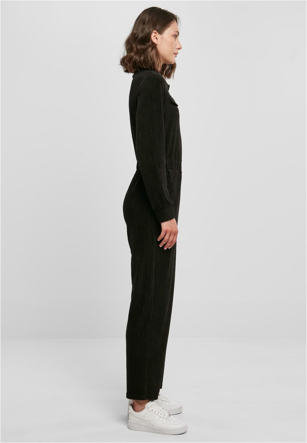 Urban Classics Ladies Velvet Rib Boiler Suit black TB5096