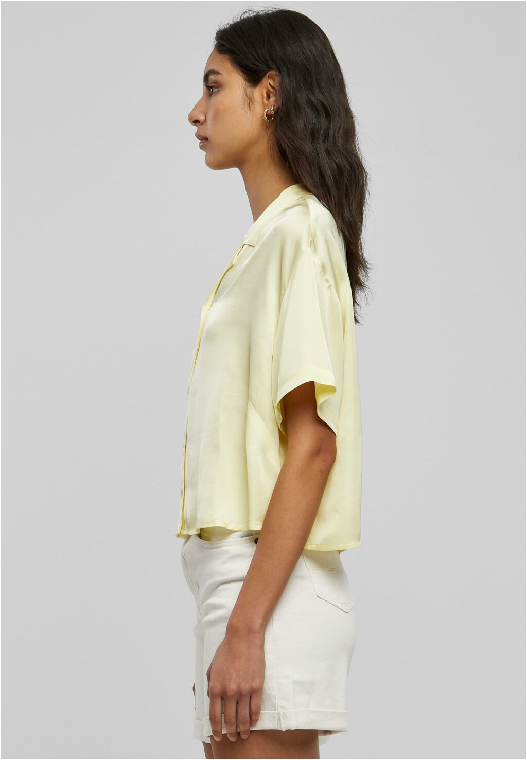 Urban Classics Ladies Viscose Satin Resort Shirt softyellow TB5009