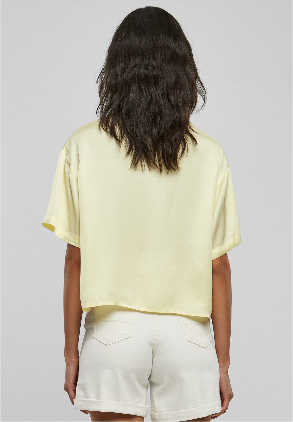 Urban Classics Ladies Viscose Satin Resort Shirt softyellow TB5009