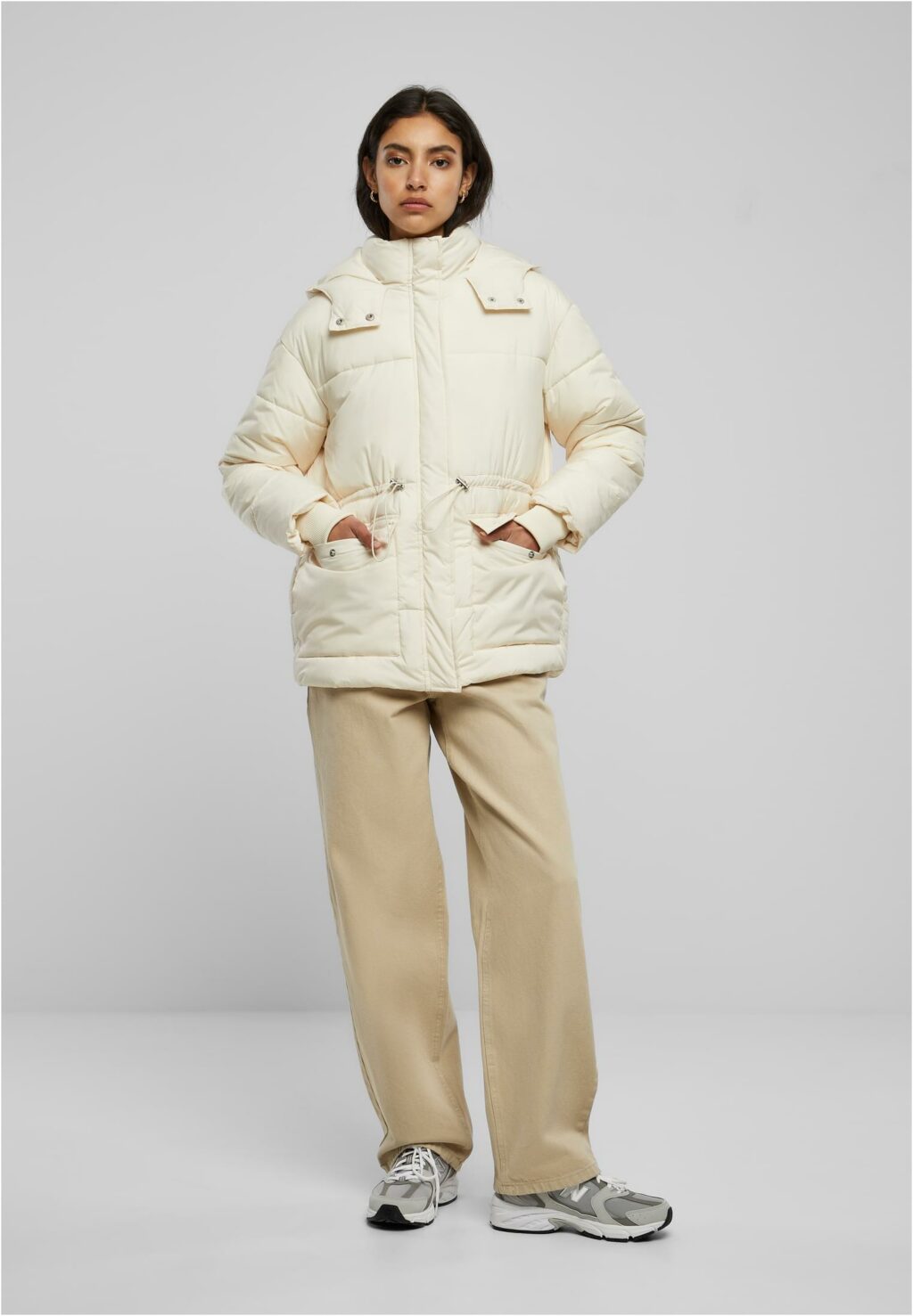 Urban Classics Ladies Waisted Puffer Jacket whitesand TB5080