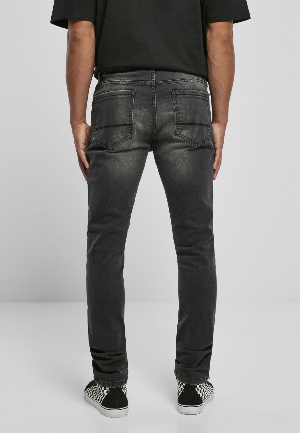 Urban Classics Slim Fit Zip Jeans real black washed TB3798