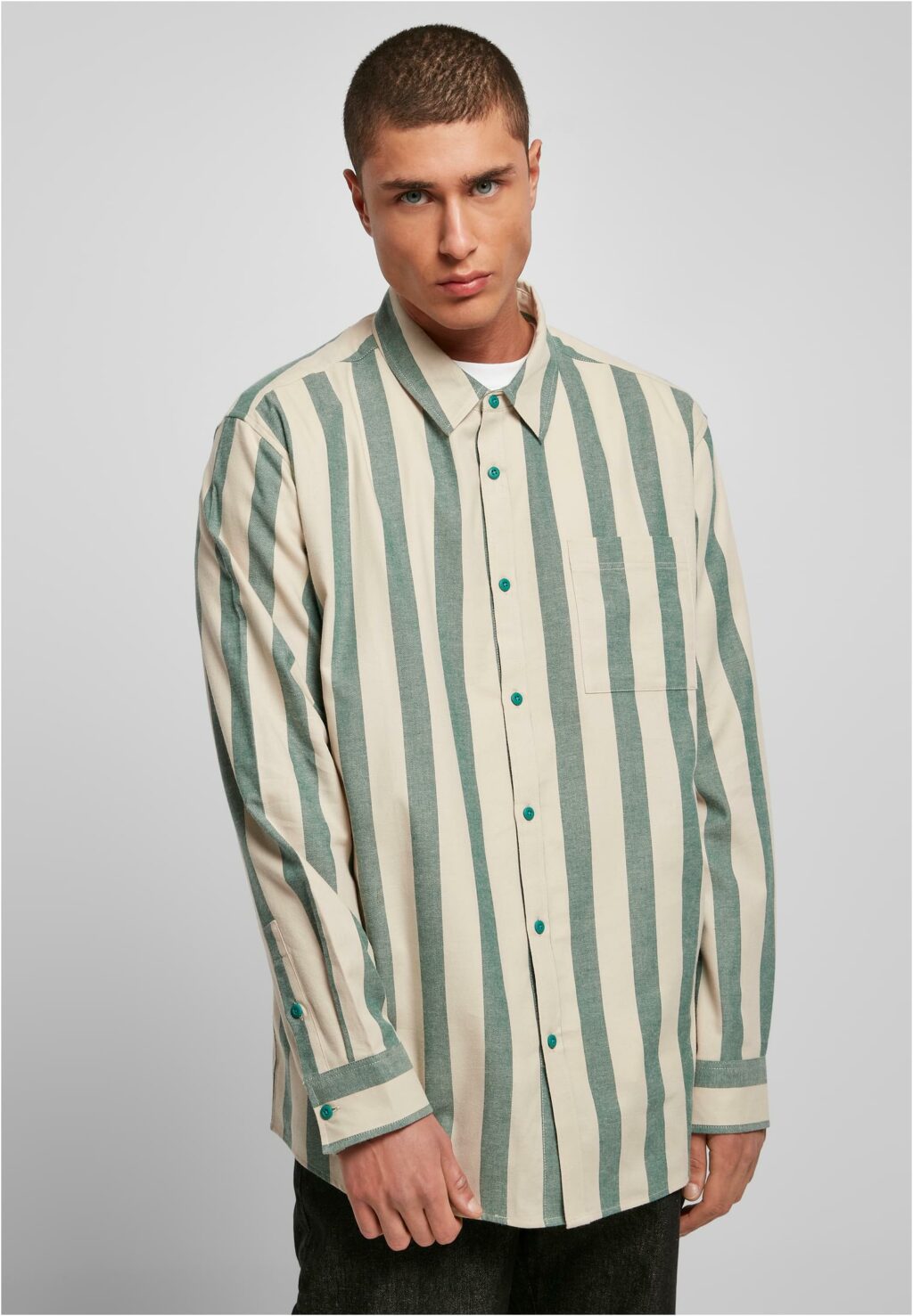 Urban Classics Striped Shirt greenlancer/softseagrass TB4917