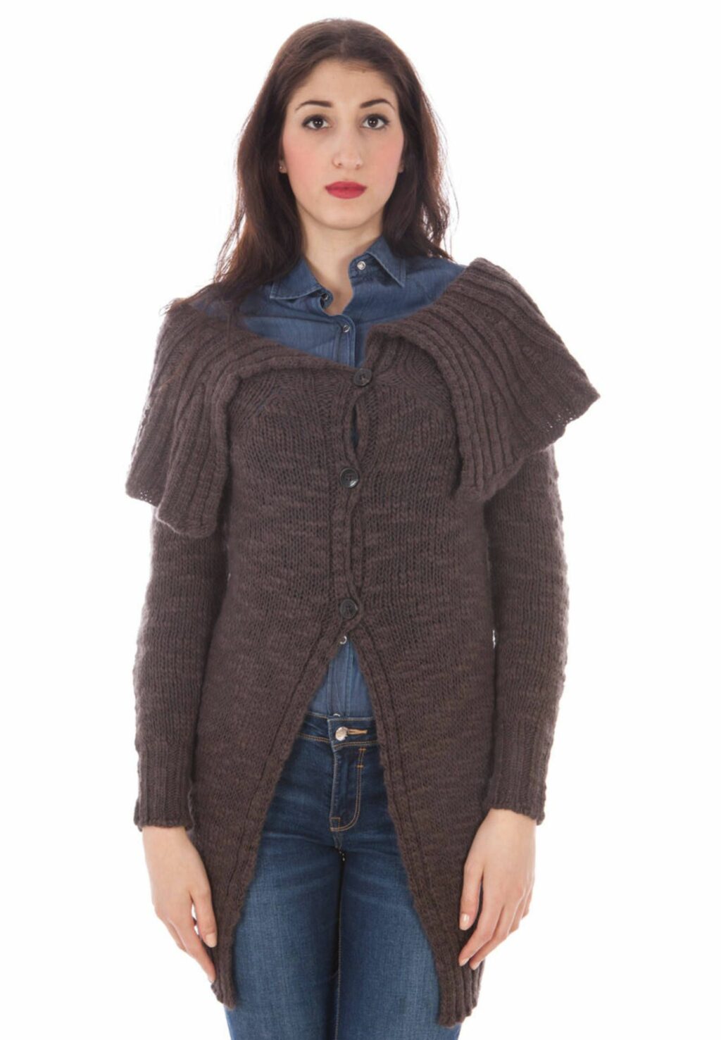 FRED PERRY BROWN WOMAN CARDIGAN 31372070_MARRONE_0819