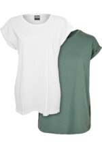 Urban Classics Ladies Extended Shoulder Tee 2-Pack white+paleleaf TB771A