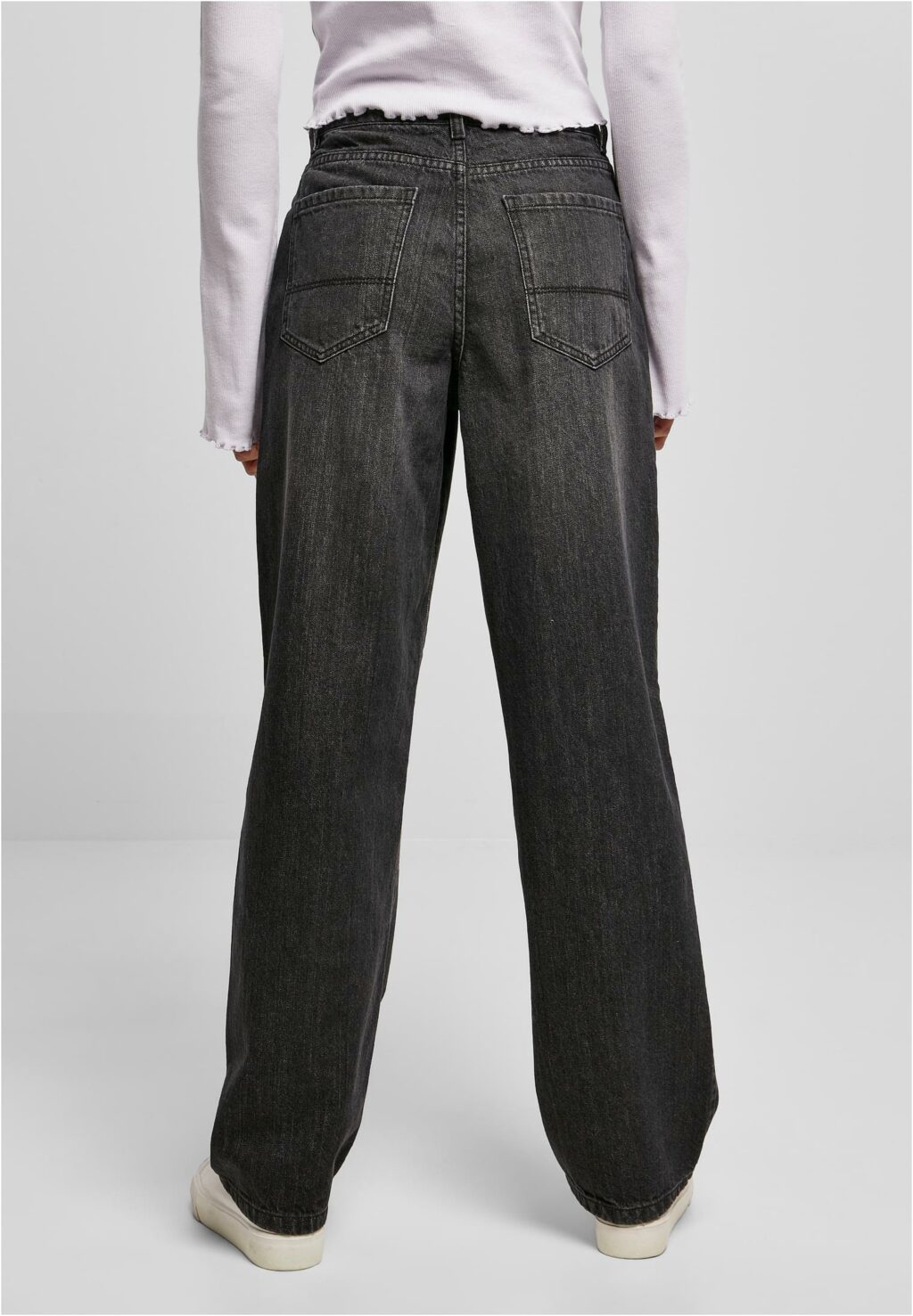 Urban Classics Ladies High Waist 90´S Wide Leg Denim Pants black washed TB4524
