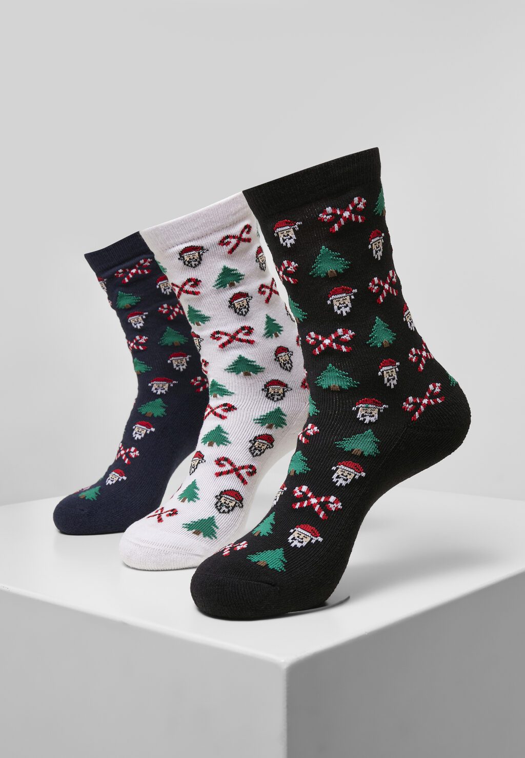 Grumpy Santa Christmas Socks 3-Pack black/navy/white TB4645