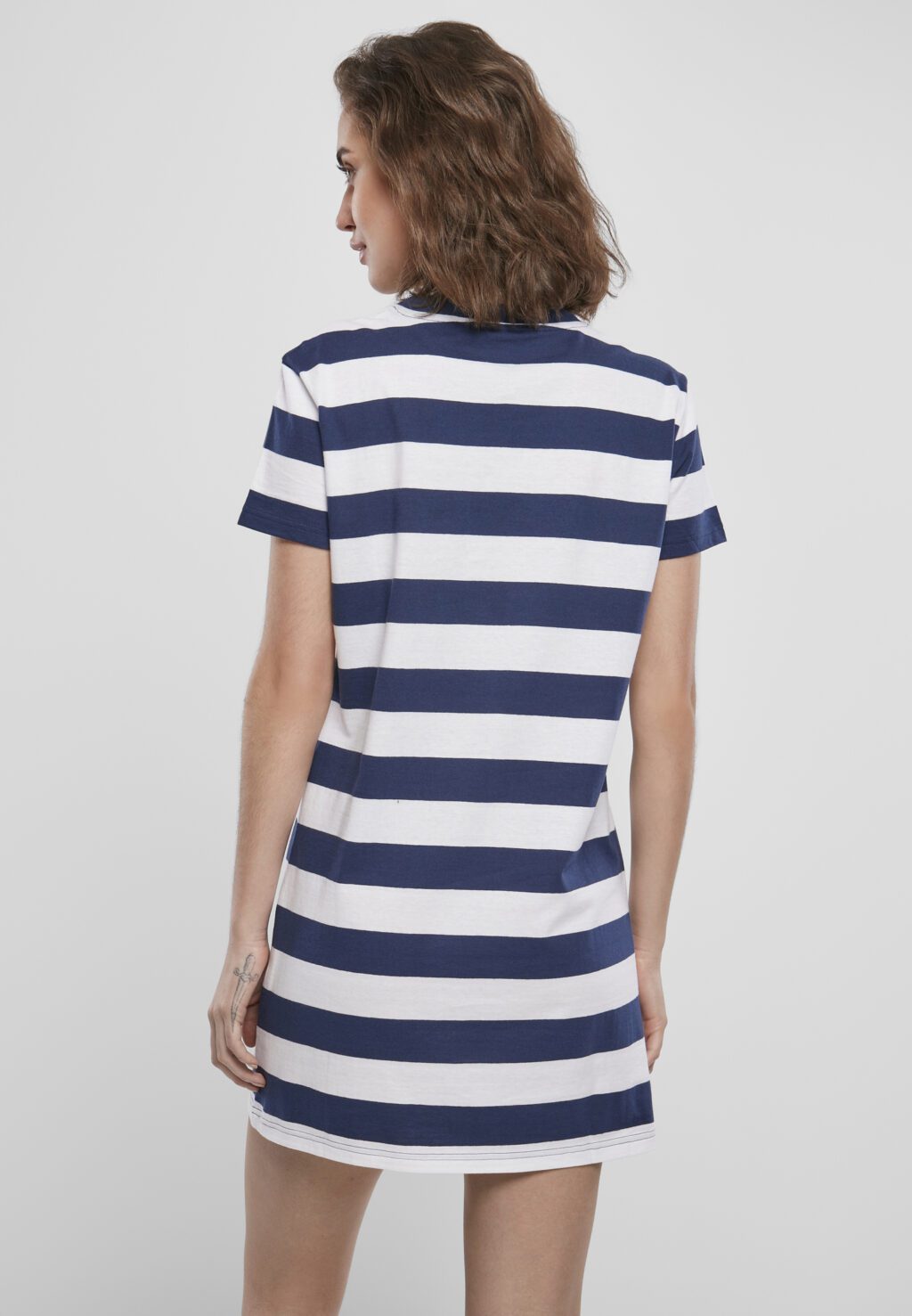 Urban Classics Ladies Stripe Boxy Tee Dress darkblue/white TB3637