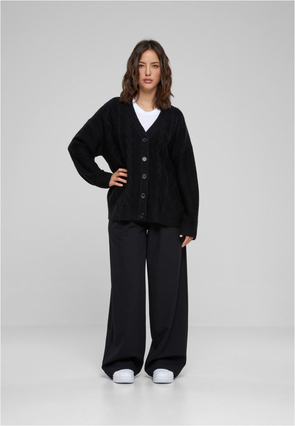 Urban Classics Ladies Cabel Knit Cardigan black TB6140